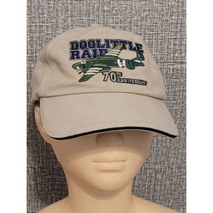Doolittle Raid 70th Anniversary World War II Hat Cap Leather Strapback Beige